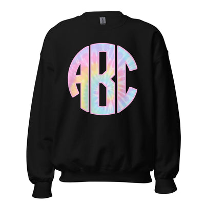 Monogrammed 'Tie Dye' Big Print Crewneck Sweatshirt - United Monograms