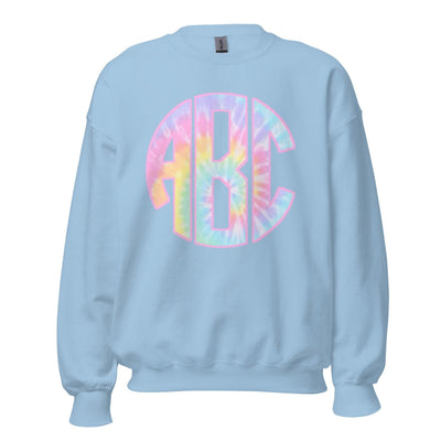 Monogrammed 'Tie Dye' Big Print Crewneck Sweatshirt - United Monograms
