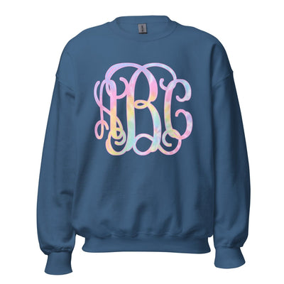 Monogrammed 'Tie Dye' Big Print Crewneck Sweatshirt - United Monograms