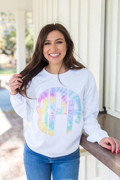 Monogrammed 'Tie Dye' Big Print Crewneck Sweatshirt - United Monograms