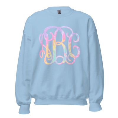 Monogrammed 'Tie Dye' Big Print Crewneck Sweatshirt - United Monograms