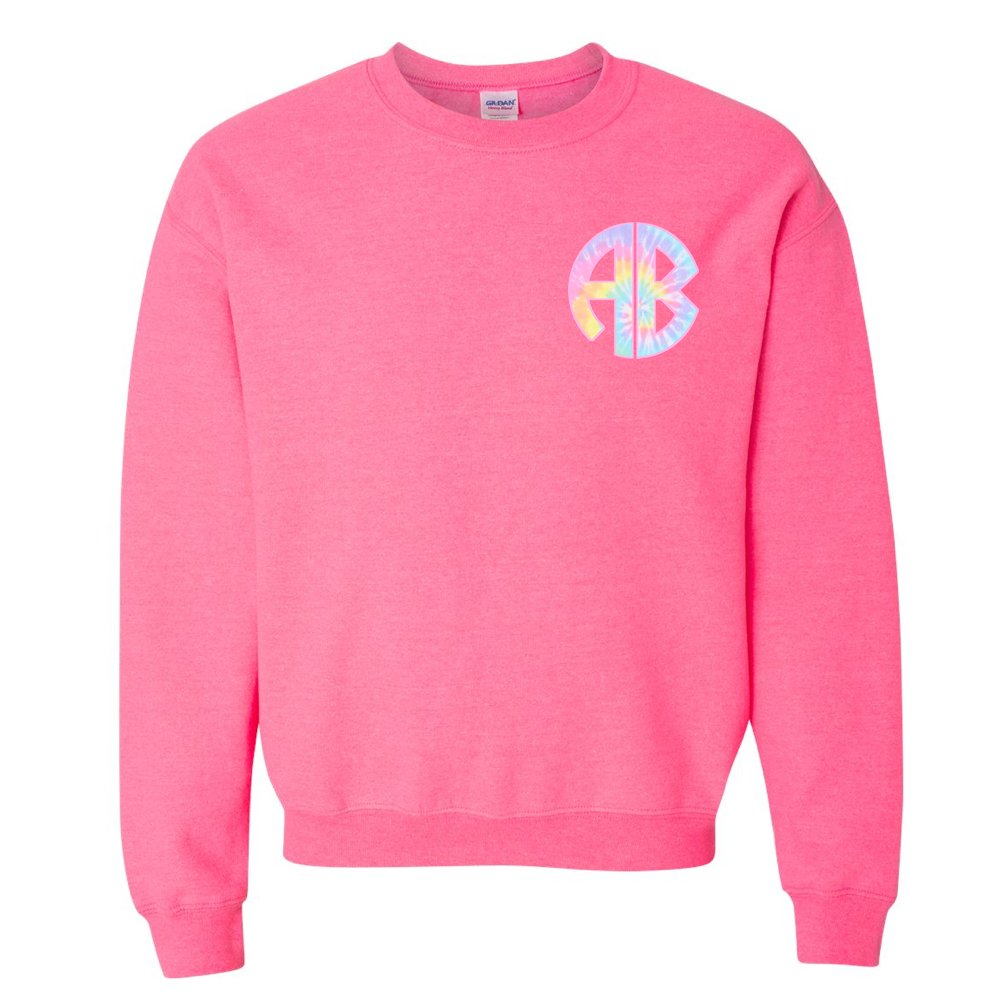 Monogrammed 'Tie Dye' Big Print Crewneck Sweatshirt - United Monograms