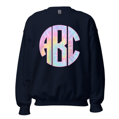 Monogrammed 'Tie Dye' Big Print Crewneck Sweatshirt - United Monograms