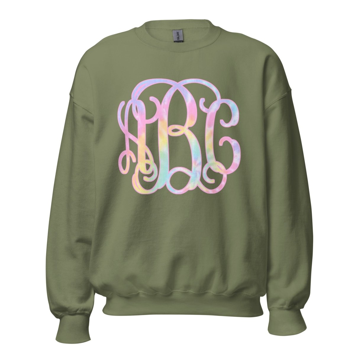 Monogrammed 'Tie Dye' Big Print Crewneck Sweatshirt - United Monograms
