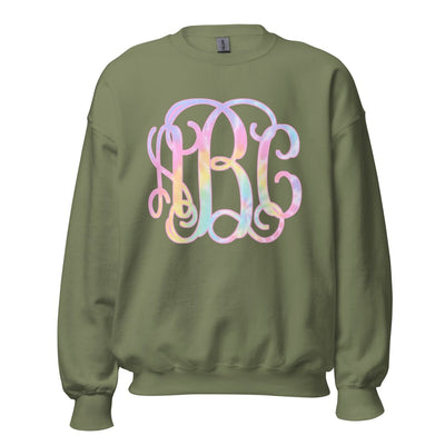 Monogrammed 'Tie Dye' Big Print Crewneck Sweatshirt - United Monograms