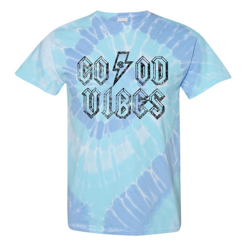 Monogrammed 'Tie Dye Good Vibes' T-Shirt - United Monograms