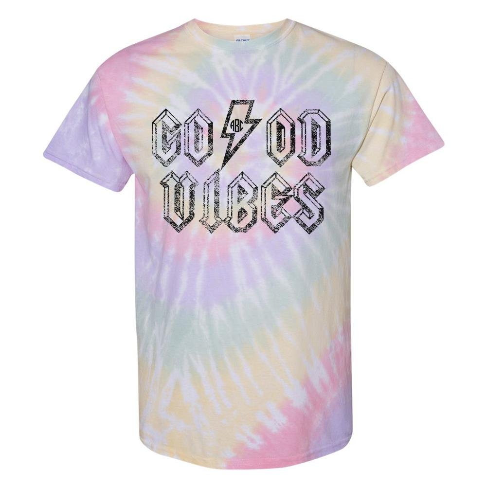 Monogrammed 'Tie Dye Good Vibes' T-Shirt - United Monograms