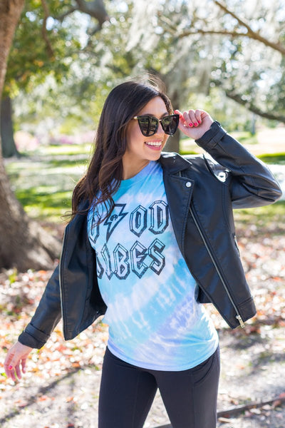 Monogrammed 'Tie Dye Good Vibes' T-Shirt - United Monograms