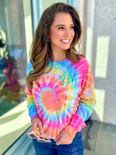 Monogrammed Tie Dye Long Sleeve T-Shirt - United Monograms