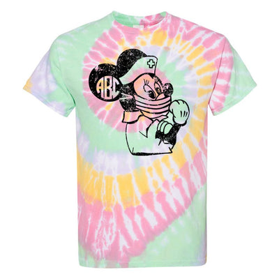 Monogrammed 'Tie Dye Minnie Nurse' T-Shirt - United Monograms