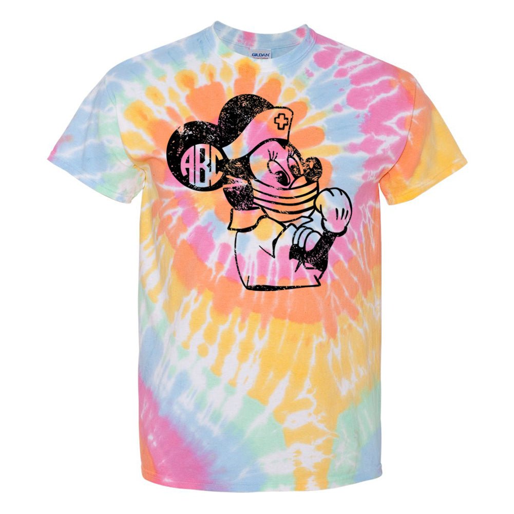 Monogrammed 'Tie Dye Minnie Nurse' T-Shirt - United Monograms