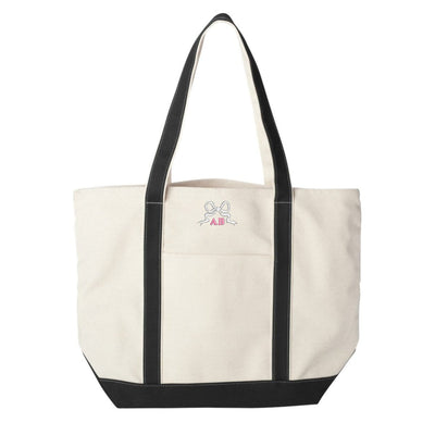 Monogrammed 'Tiny Bow' Canvas Boat Tote - United Monograms