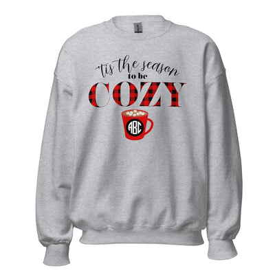 Monogrammed 'Tis The Season To Be Cozy' Crewneck Sweatshirt - United Monograms