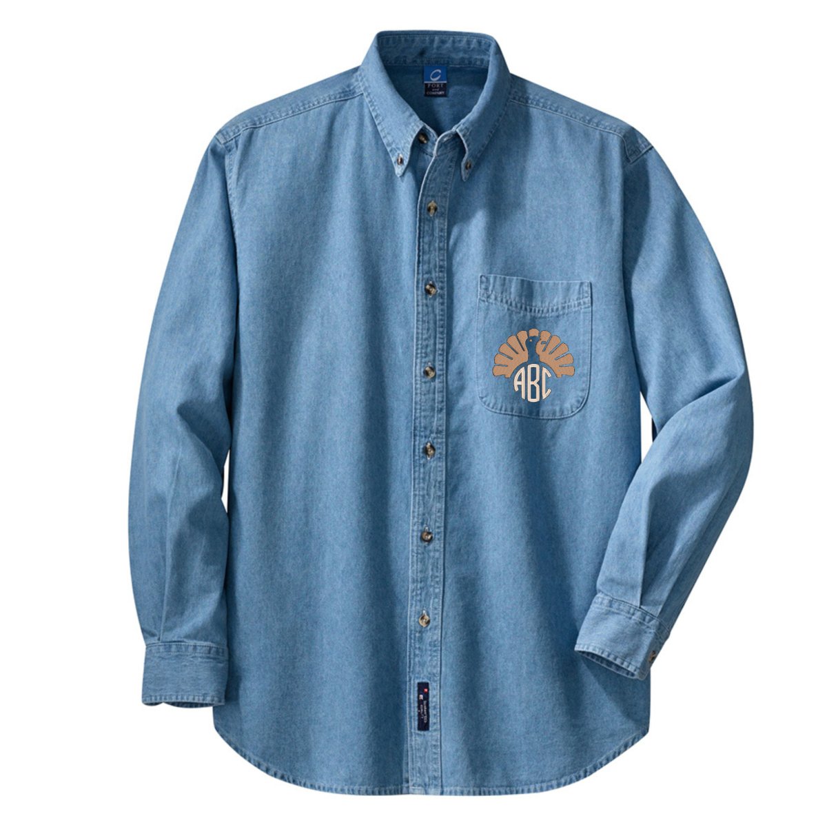 Monogrammed Turkey Oversized Denim Long Sleeve - United Monograms