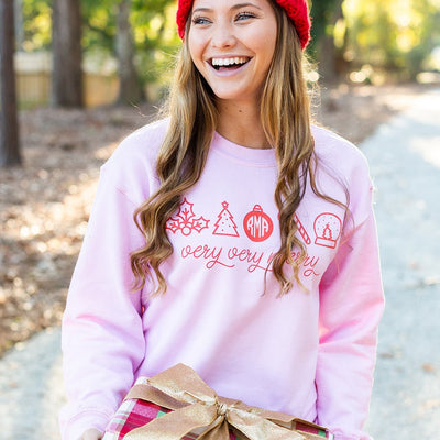 Monogrammed 'Very Very Merry' Crewneck Sweatshirt - United Monograms