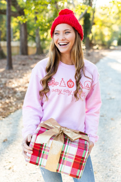 Monogrammed 'Very Very Merry' Crewneck Sweatshirt - United Monograms