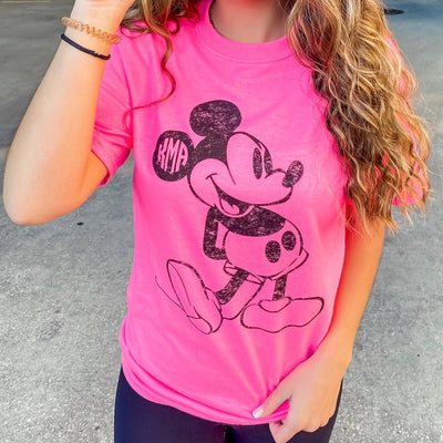 Monogrammed 'Vintage Mickey' Neon T-Shirt - United Monograms