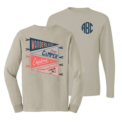Monogrammed 'Wanderlust' Front & Back Long Sleeve T-Shirt - United Monograms