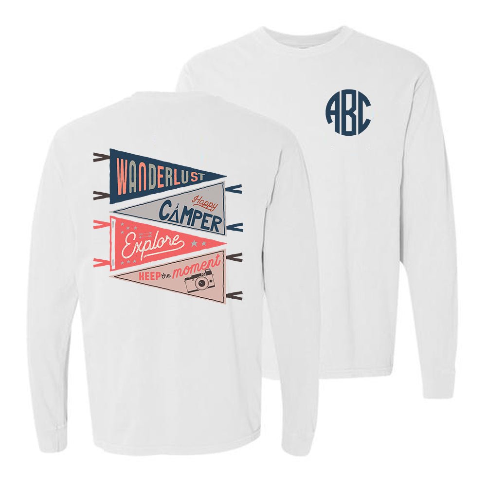 Monogrammed 'Wanderlust' Front & Back Long Sleeve T-Shirt - United Monograms