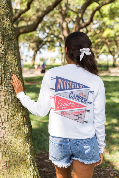 Monogrammed 'Wanderlust' Front & Back Long Sleeve T-Shirt - United Monograms