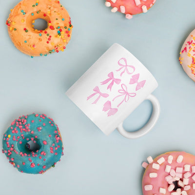 Monogrammed 'Watercolor Bows' Coffee Mug - United Monograms