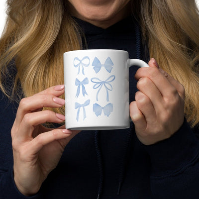 Monogrammed 'Watercolor Bows' Coffee Mug - United Monograms
