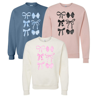 Monogrammed 'Watercolor Bows' Crewneck Sweatshirt - United Monograms
