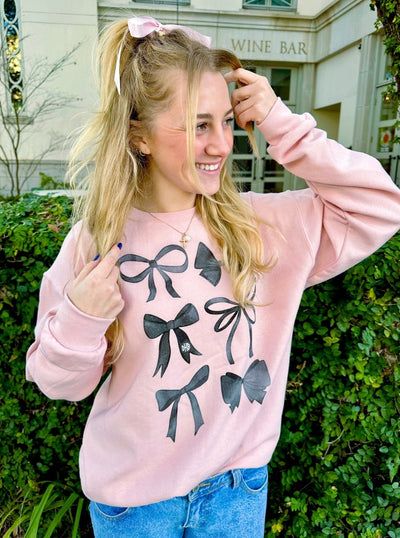Monogrammed 'Watercolor Bows' Crewneck Sweatshirt - United Monograms