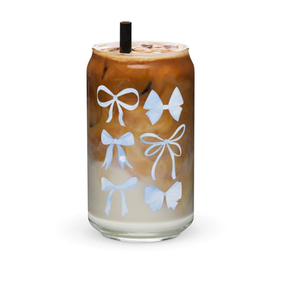 Monogrammed 'Watercolor Bows' Glass Can - United Monograms