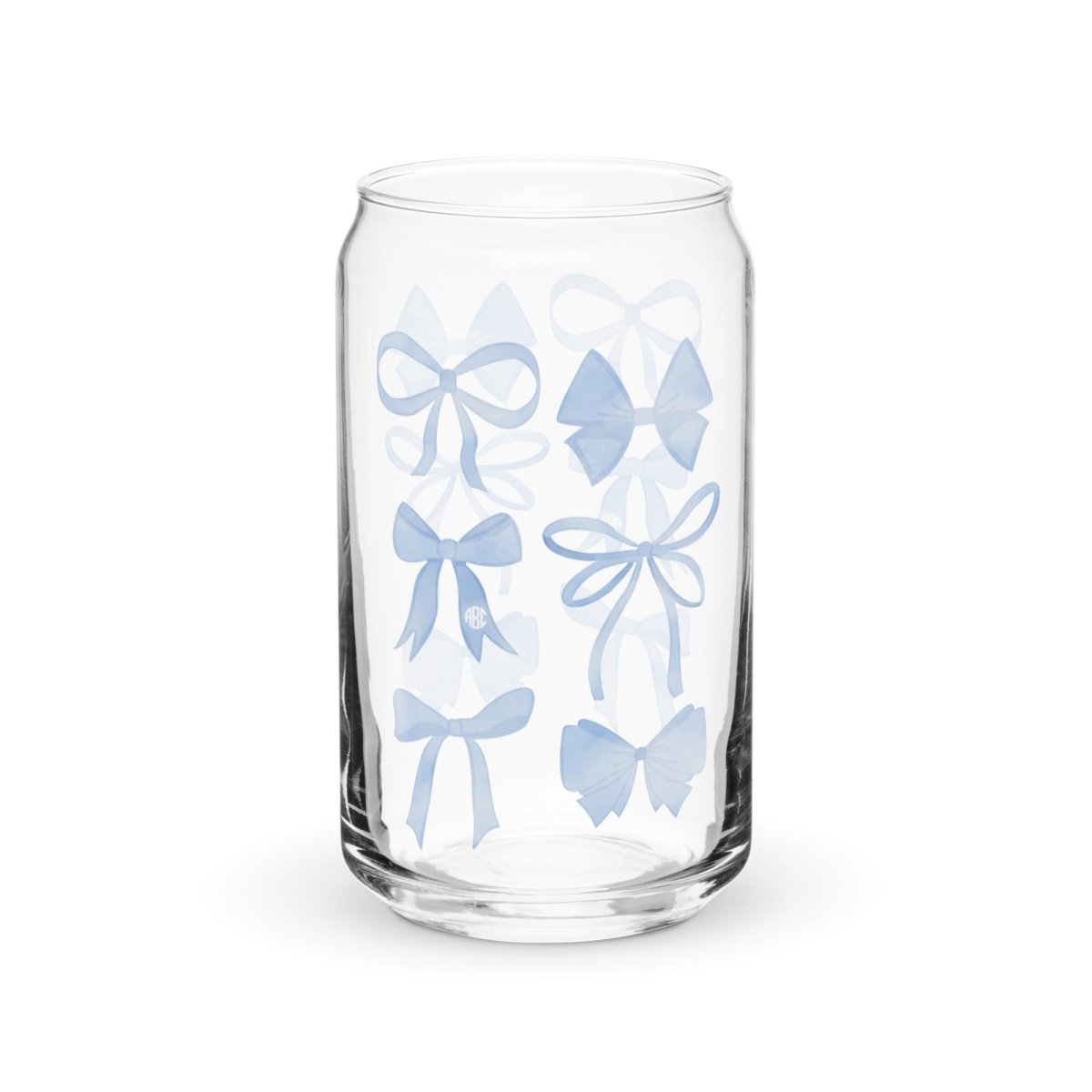 Monogrammed 'Watercolor Bows' Glass Can - United Monograms