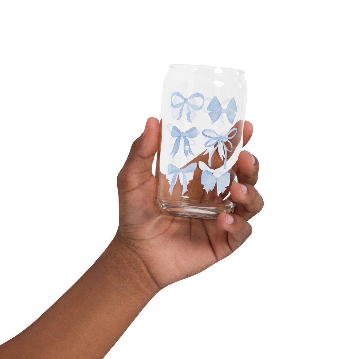 Monogrammed 'Watercolor Bows' Glass Can - United Monograms