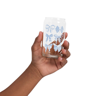 Monogrammed 'Watercolor Bows' Glass Can - United Monograms