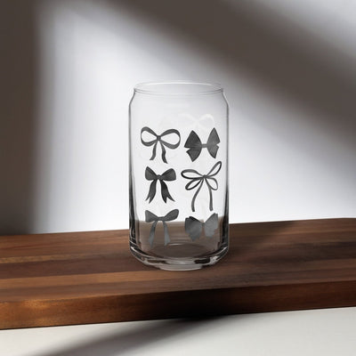 Monogrammed 'Watercolor Bows' Glass Can - United Monograms