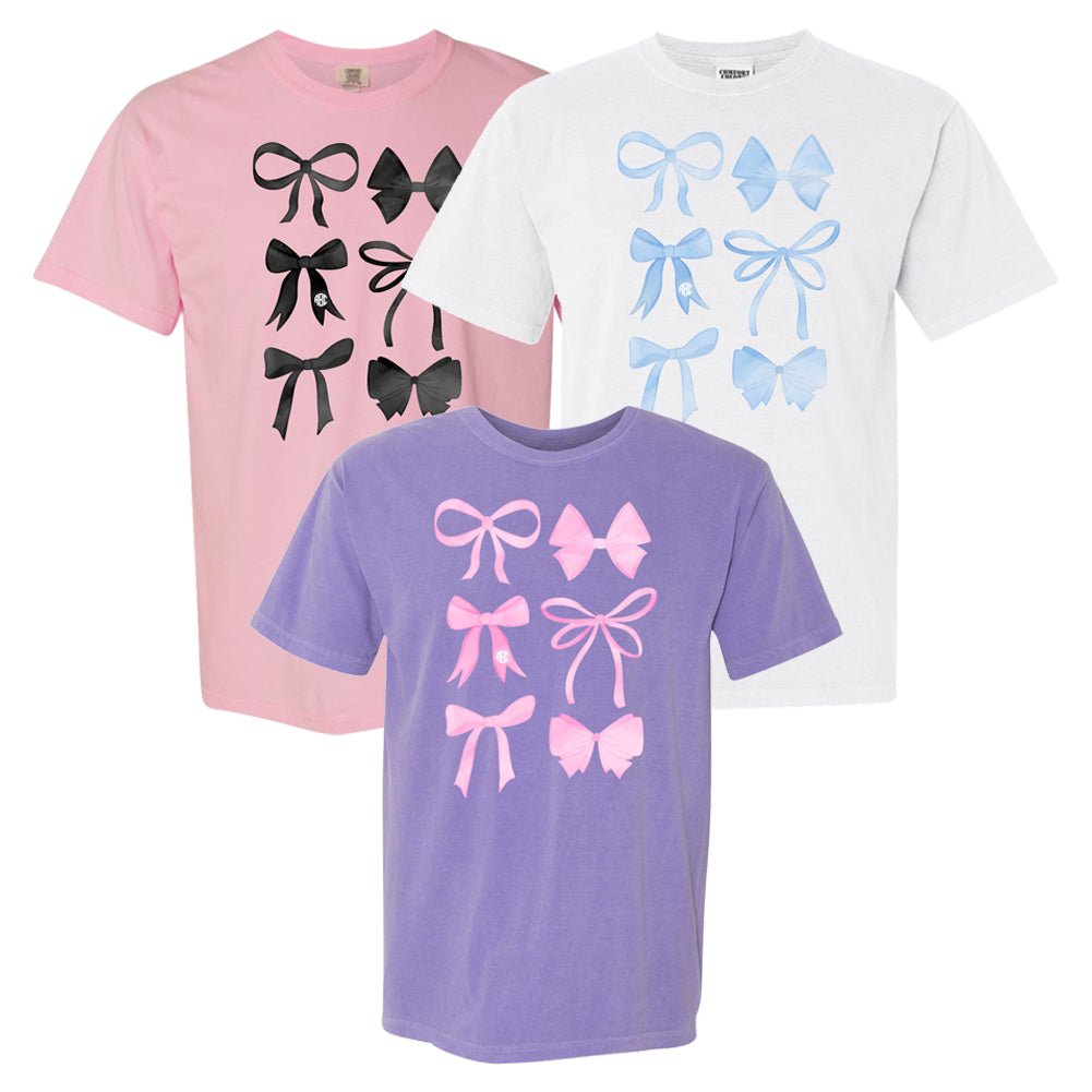 Monogrammed 'Watercolor Bows' T-Shirt - United Monograms