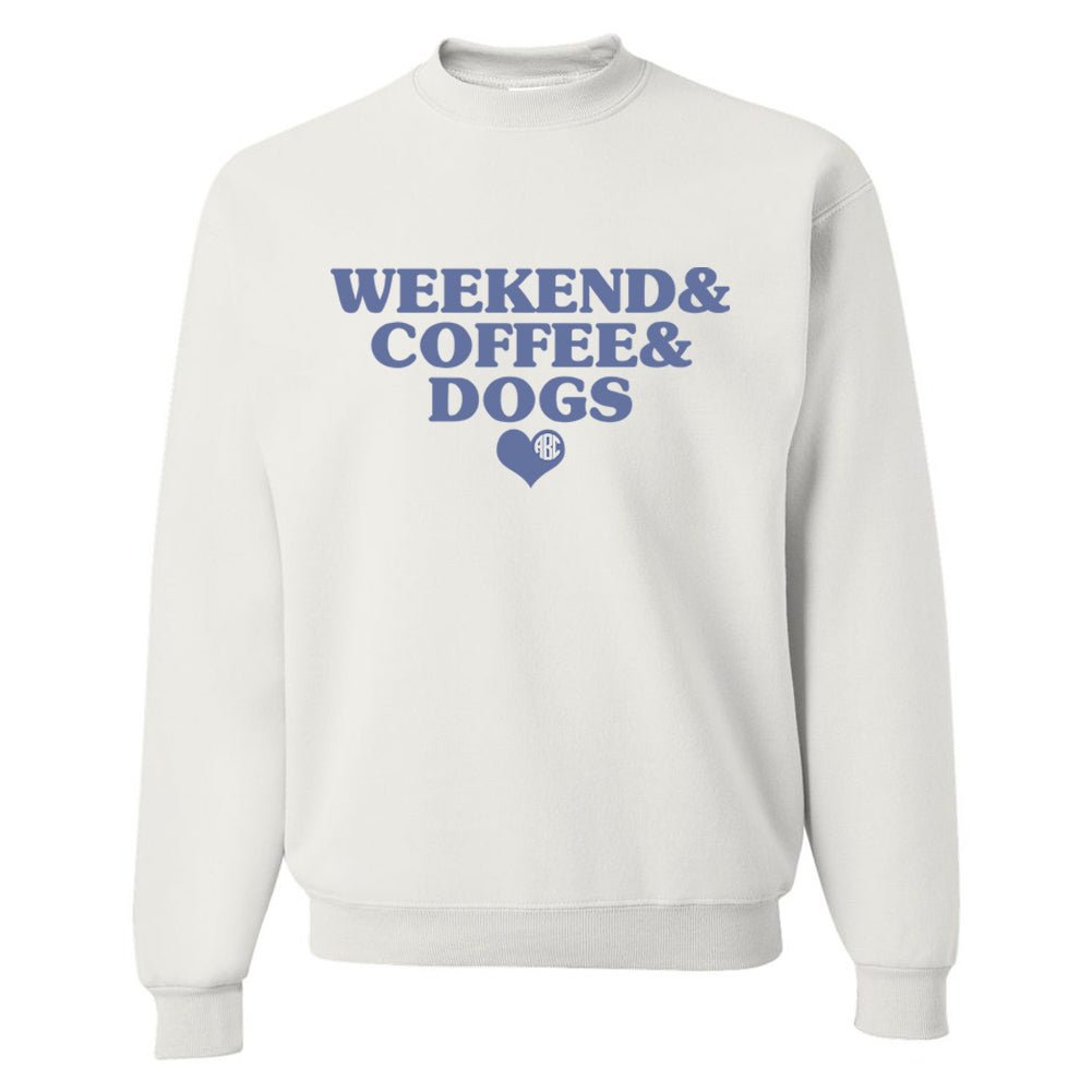 Monogrammed 'Weekend & Coffee & Dogs' Crewneck Sweatshirt - United Monograms