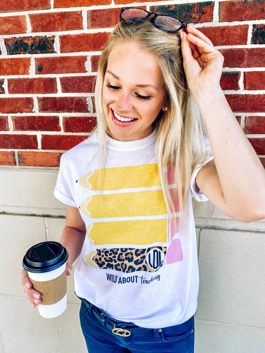 Monogrammed 'Wild About Teaching' T-Shirt - United Monograms