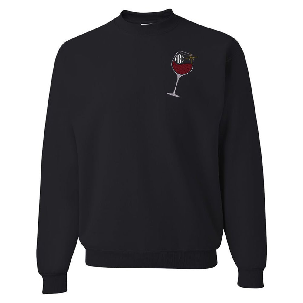 Monogrammed Wine Glass Crewneck Sweatshirt - United Monograms