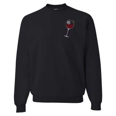 Monogrammed Wine Glass Crewneck Sweatshirt - United Monograms