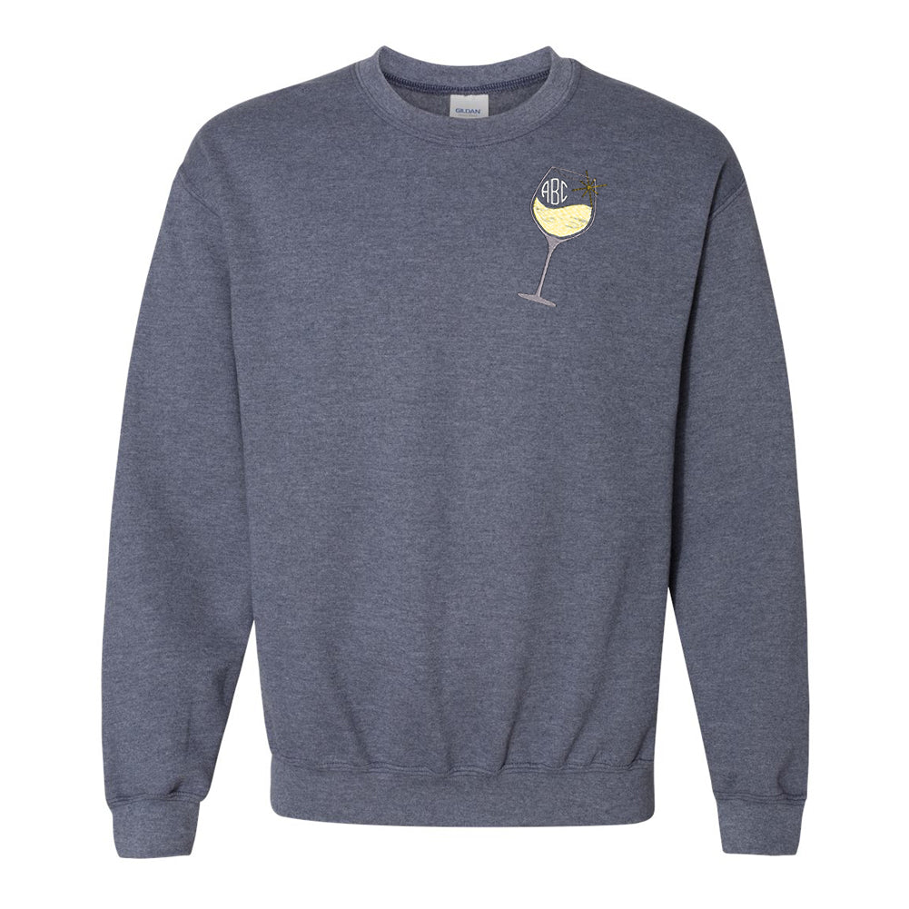 Monogrammed Wine Glass Crewneck Sweatshirt - United Monograms