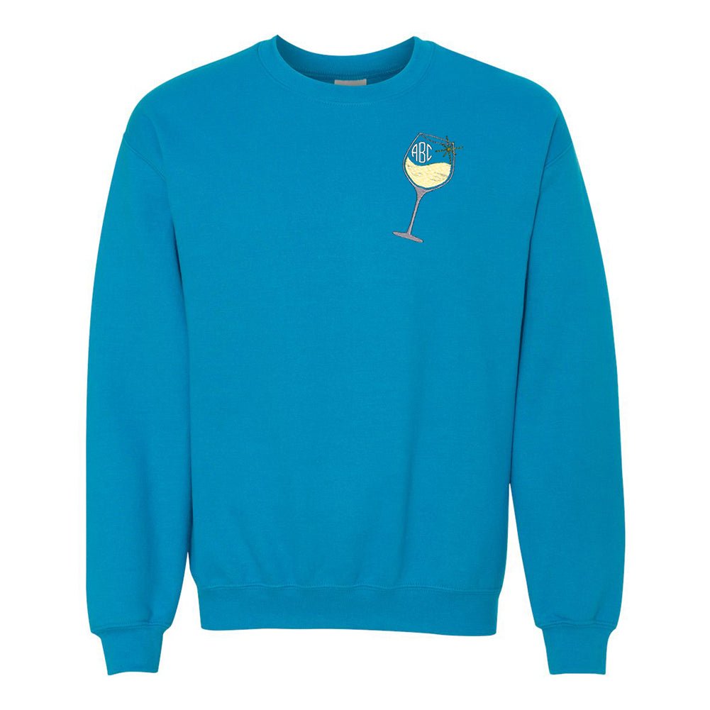 Monogrammed Wine Glass Crewneck Sweatshirt - United Monograms
