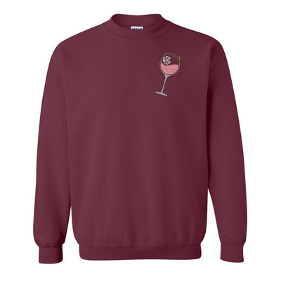Monogrammed Wine Glass Crewneck Sweatshirt - United Monograms