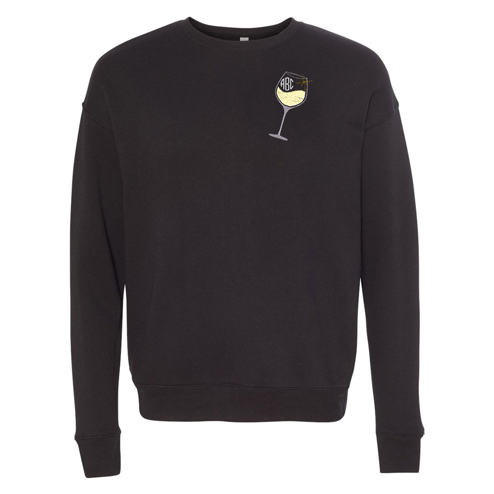 Monogrammed Wine Glass Premium Crewneck Sweatshirt - United Monograms