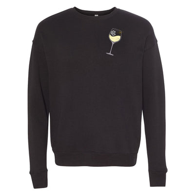 Monogrammed Wine Glass Premium Crewneck Sweatshirt - United Monograms