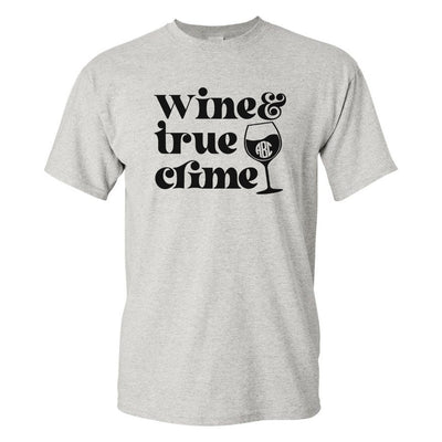 Monogrammed 'Wine & True Crime' Basic T-Shirt - United Monograms