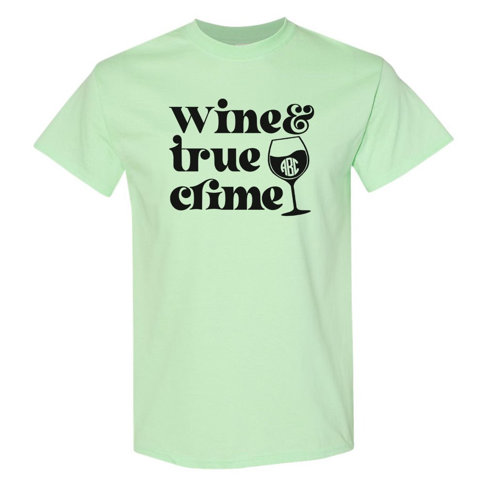 Monogrammed 'Wine & True Crime' Basic T-Shirt - United Monograms