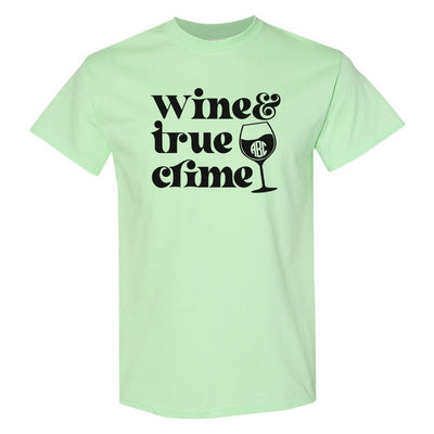 Monogrammed 'Wine & True Crime' Basic T-Shirt - United Monograms
