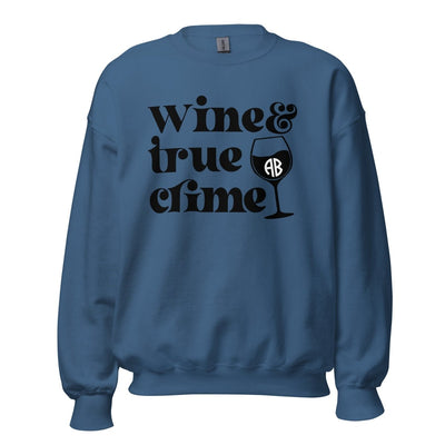 Monogrammed 'Wine & True Crime' Crewneck Sweatshirt - United Monograms