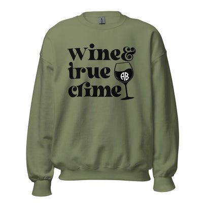 Monogrammed 'Wine & True Crime' Crewneck Sweatshirt - United Monograms