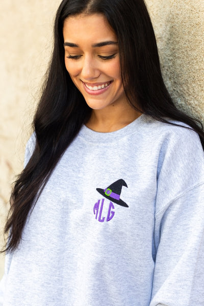 Monogrammed Witch Hat Crewneck Sweatshirt - United Monograms