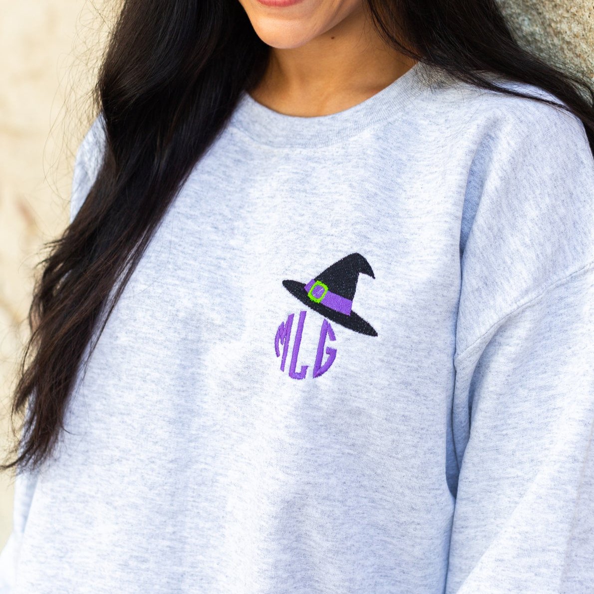 Monogrammed Witch Hat Crewneck Sweatshirt - United Monograms